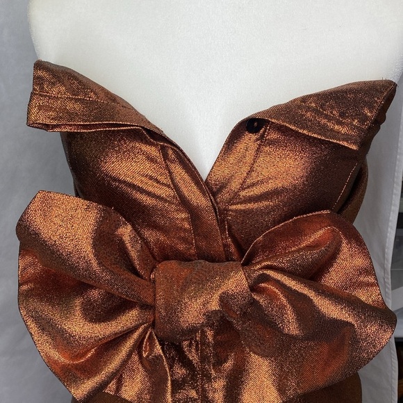 Kamperett Vuelo Copper Jacquard Strapless Dress - Picture 6 of 13